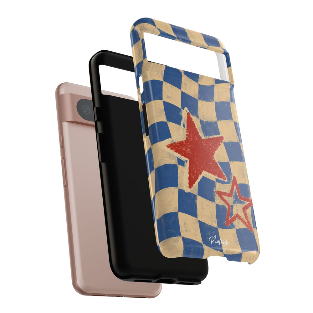 Blue & Cream Retro Star Phone Case