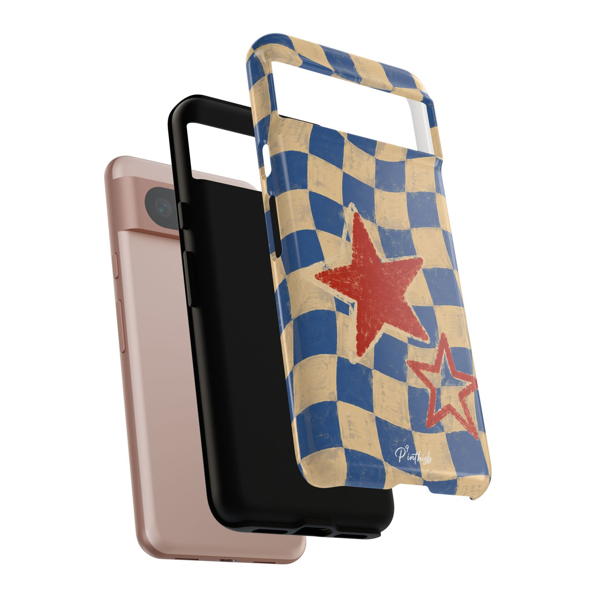Blue & Cream Retro Star Phone Case