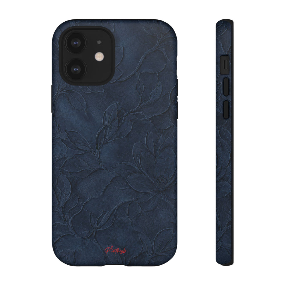 Navy Floral Textured Tough Case
