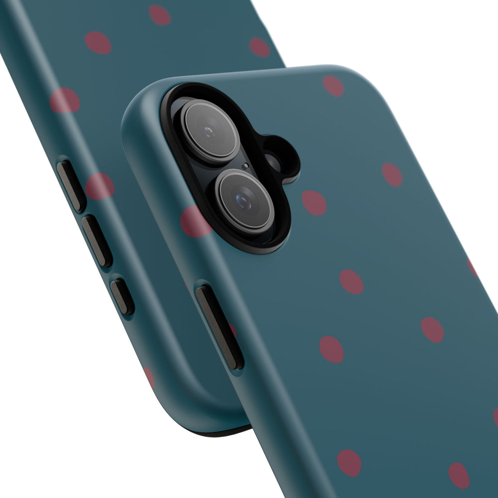Teal & Burgundy Polka Dot Tough Phone Case