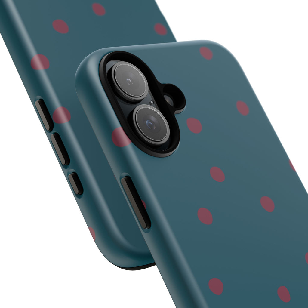 Teal & Burgundy Polka Dot Tough Phone Case