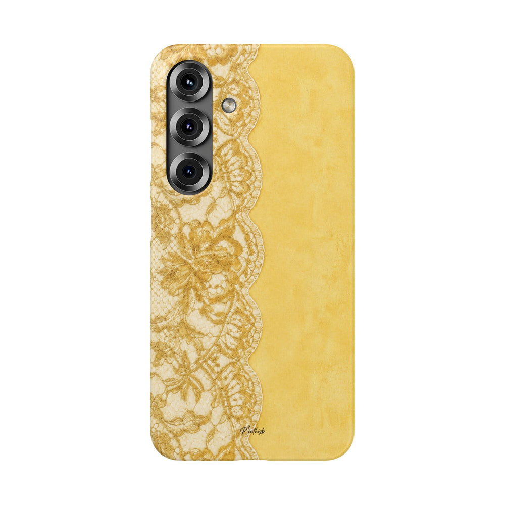 Yellow Vintage Lace Snap Case