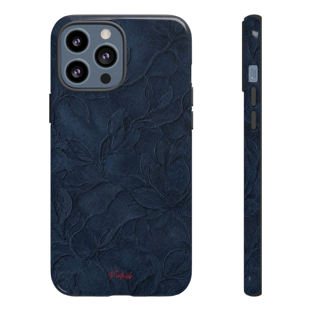 Navy Floral Textured Tough Case