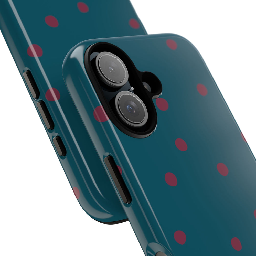 Teal & Burgundy Polka Dot Tough Phone Case