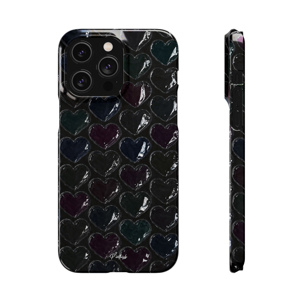 Black Pop Hearts Snap Case