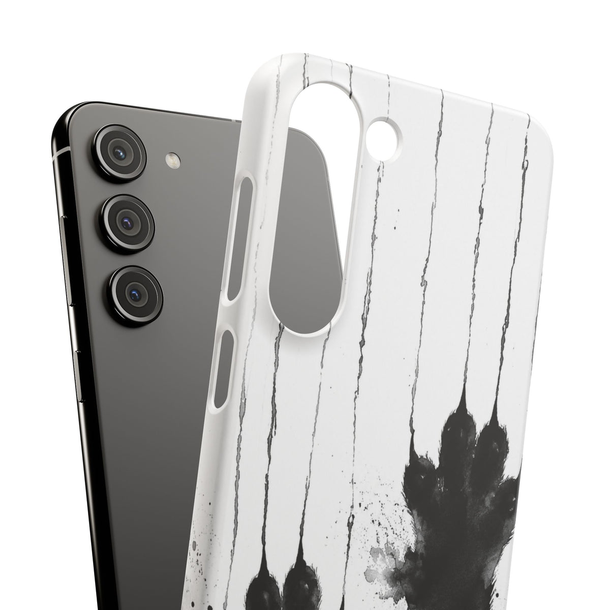 Black Ink Paw Print Snap Case