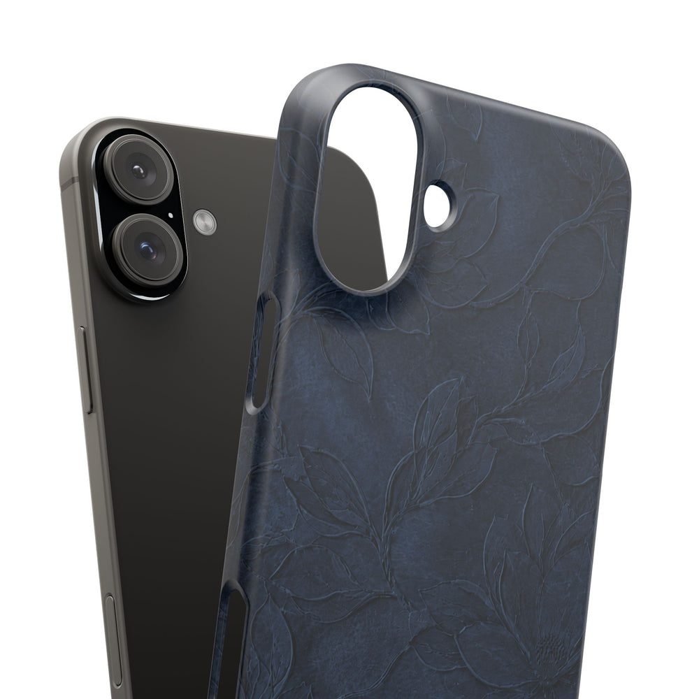 Navy Floral Textured Snap Case