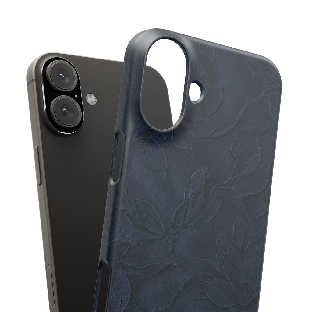 Navy Floral Textured Snap Case