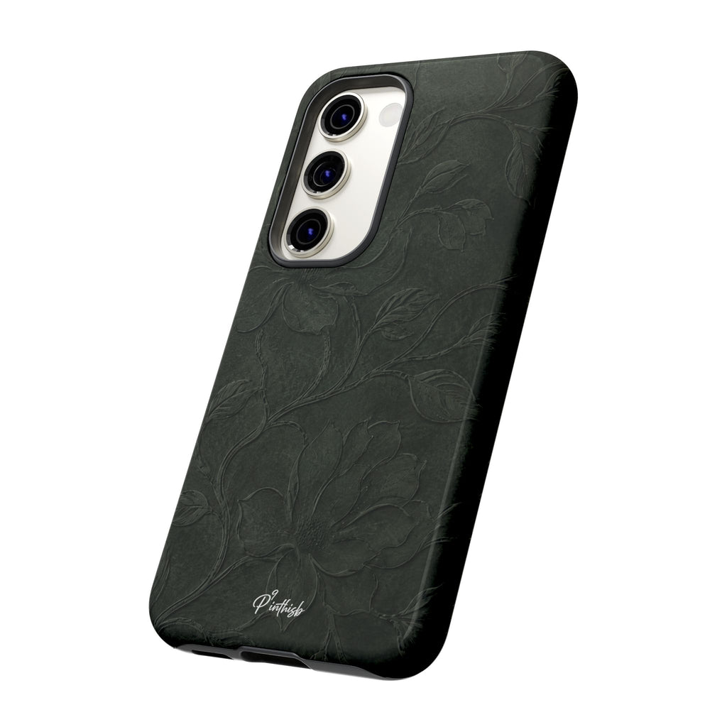 Dark Olive Floral Texture Tough Case