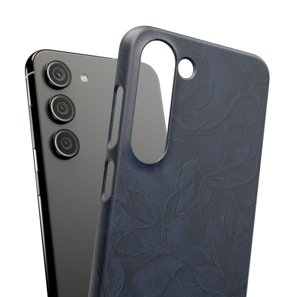 Navy Floral Textured Snap Case