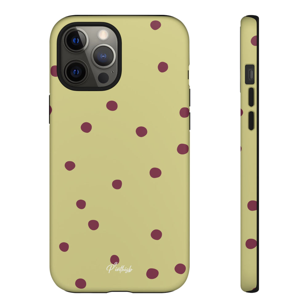 Yellow & Burgundy Polka Dot Tough Phone Case
