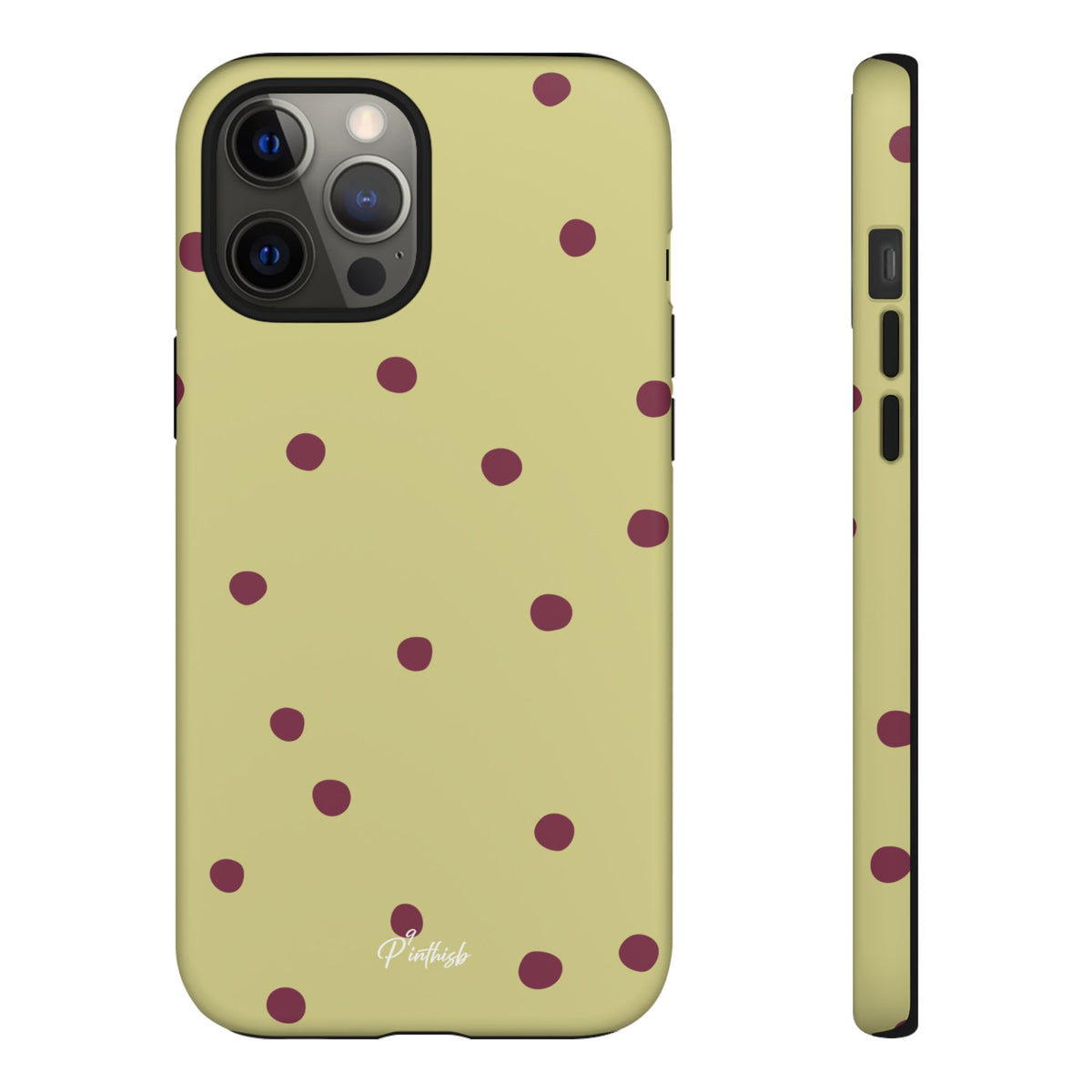 Yellow & Burgundy Polka Dot Tough Phone Case