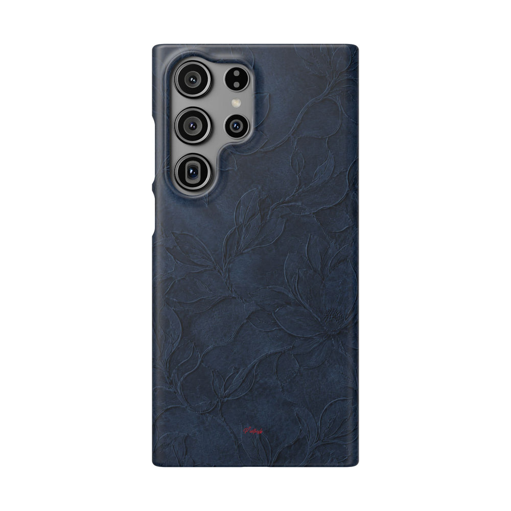 Navy Floral Textured Snap Case