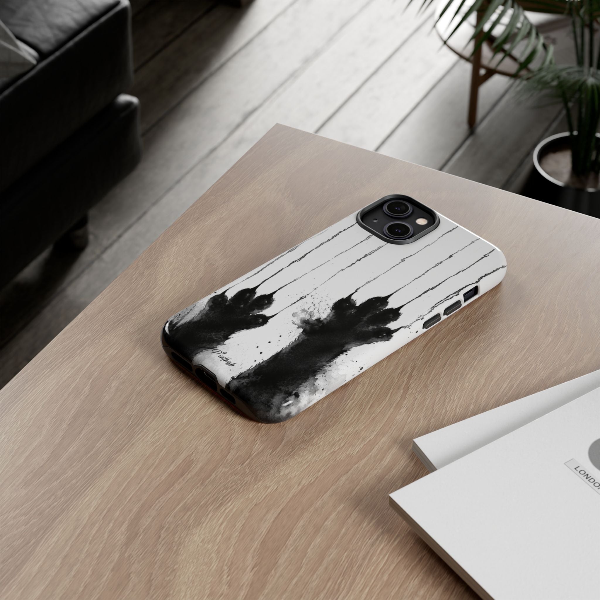 Black Ink Paw Print Tough Case