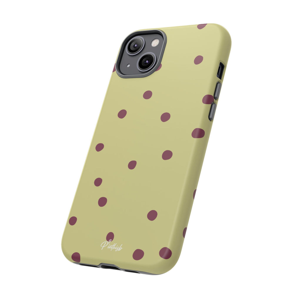 Yellow & Burgundy Polka Dot Tough Phone Case