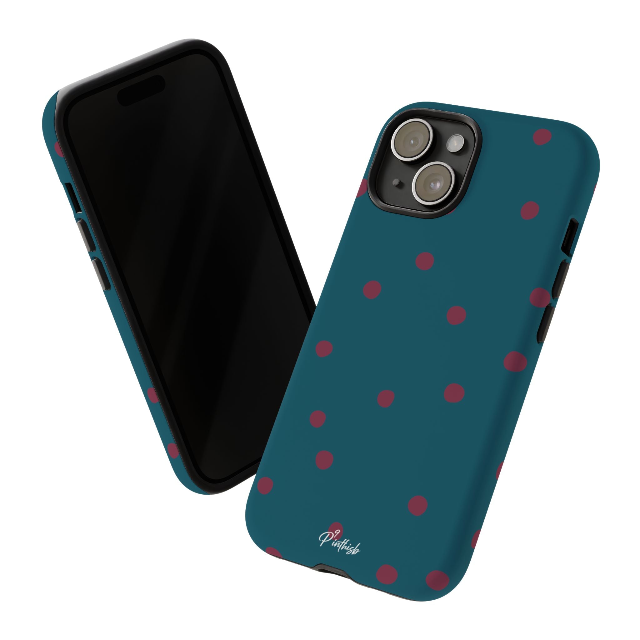 Teal & Burgundy Polka Dot Tough Phone Case