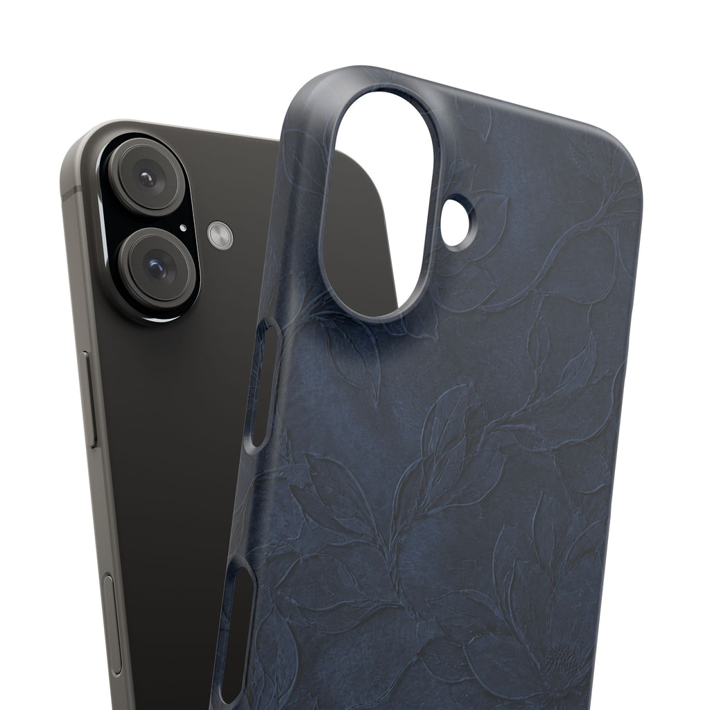 Navy Floral Textured Snap Case