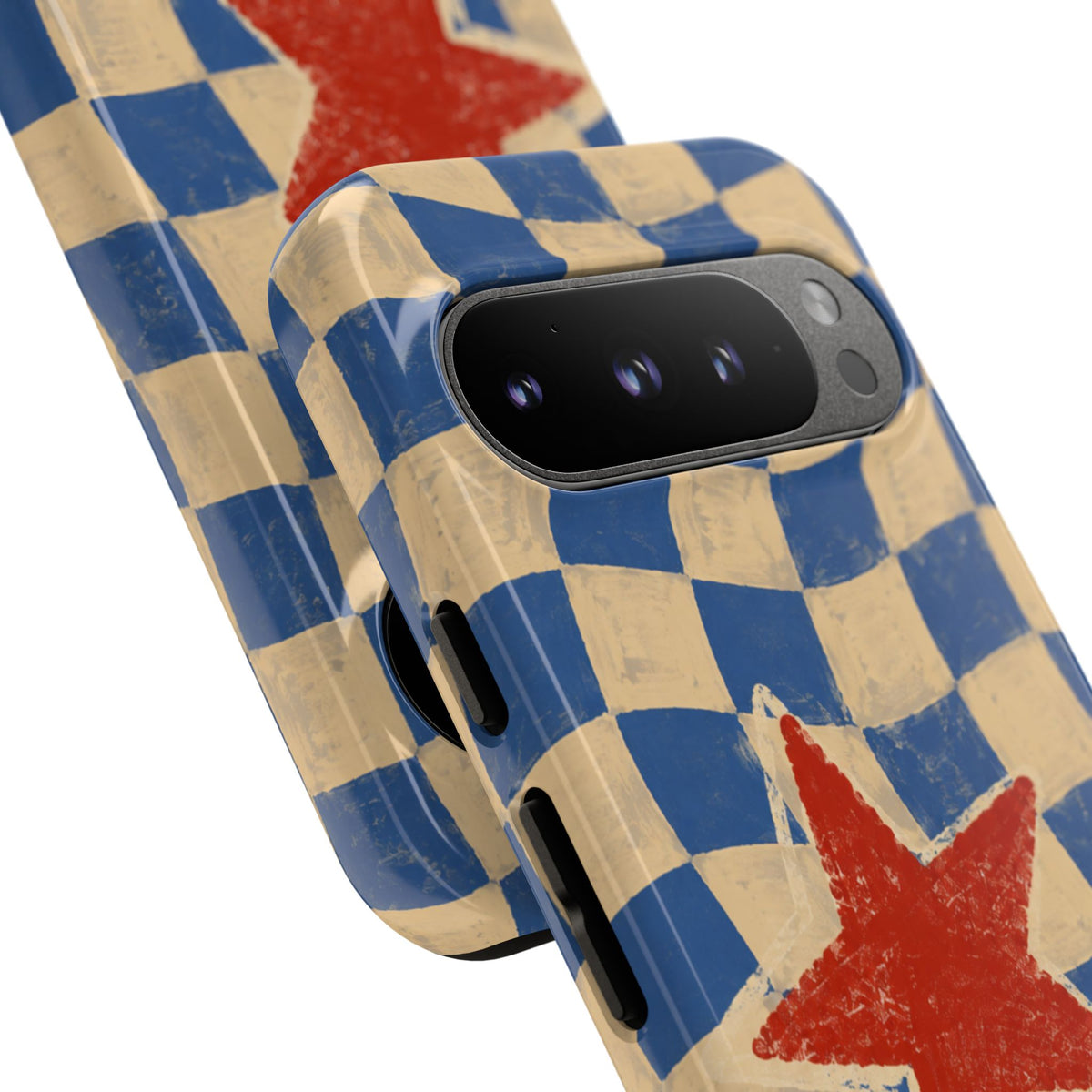 Blue & Cream Retro Star Phone Case