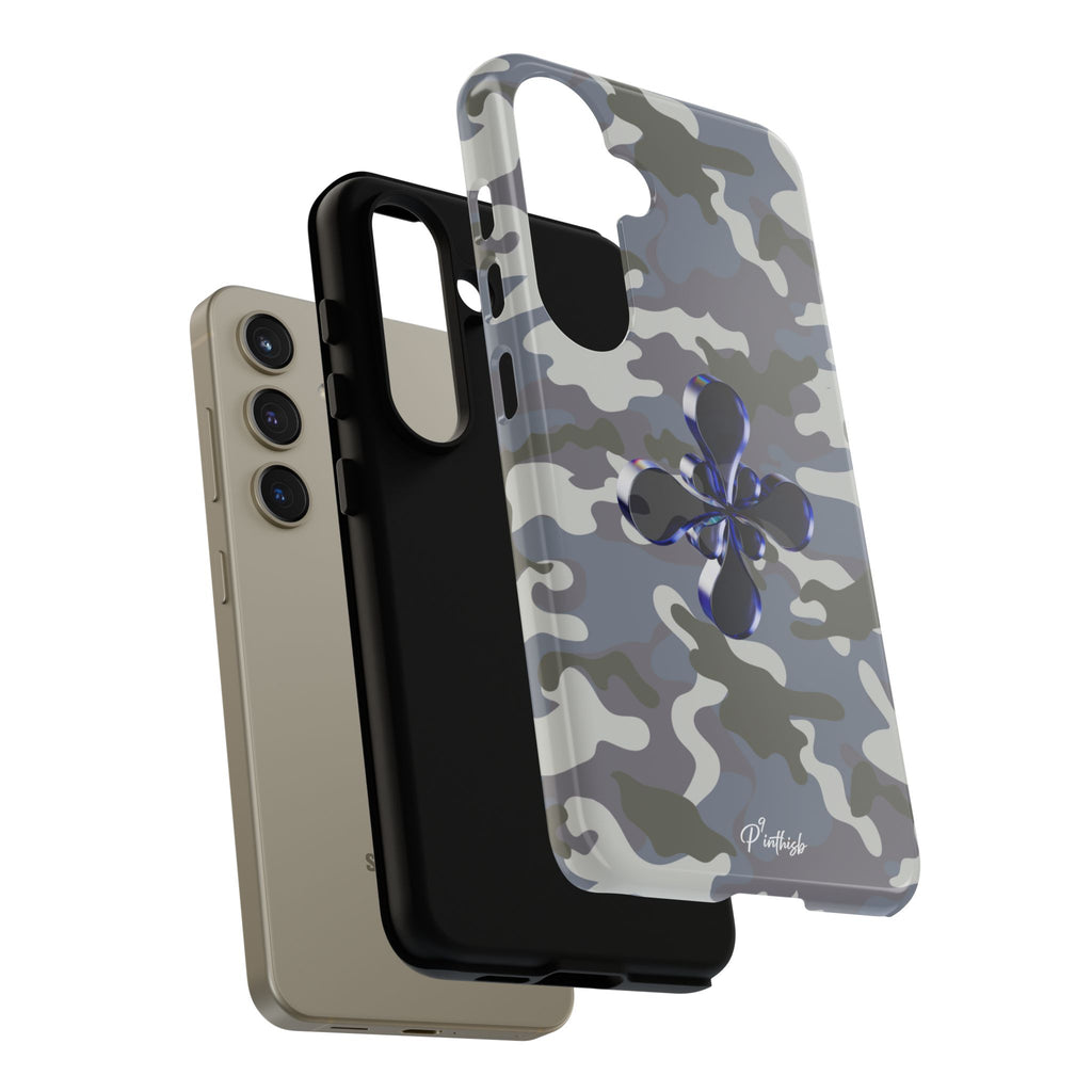 Camouflage with Blue Metallic Clover Tough Case