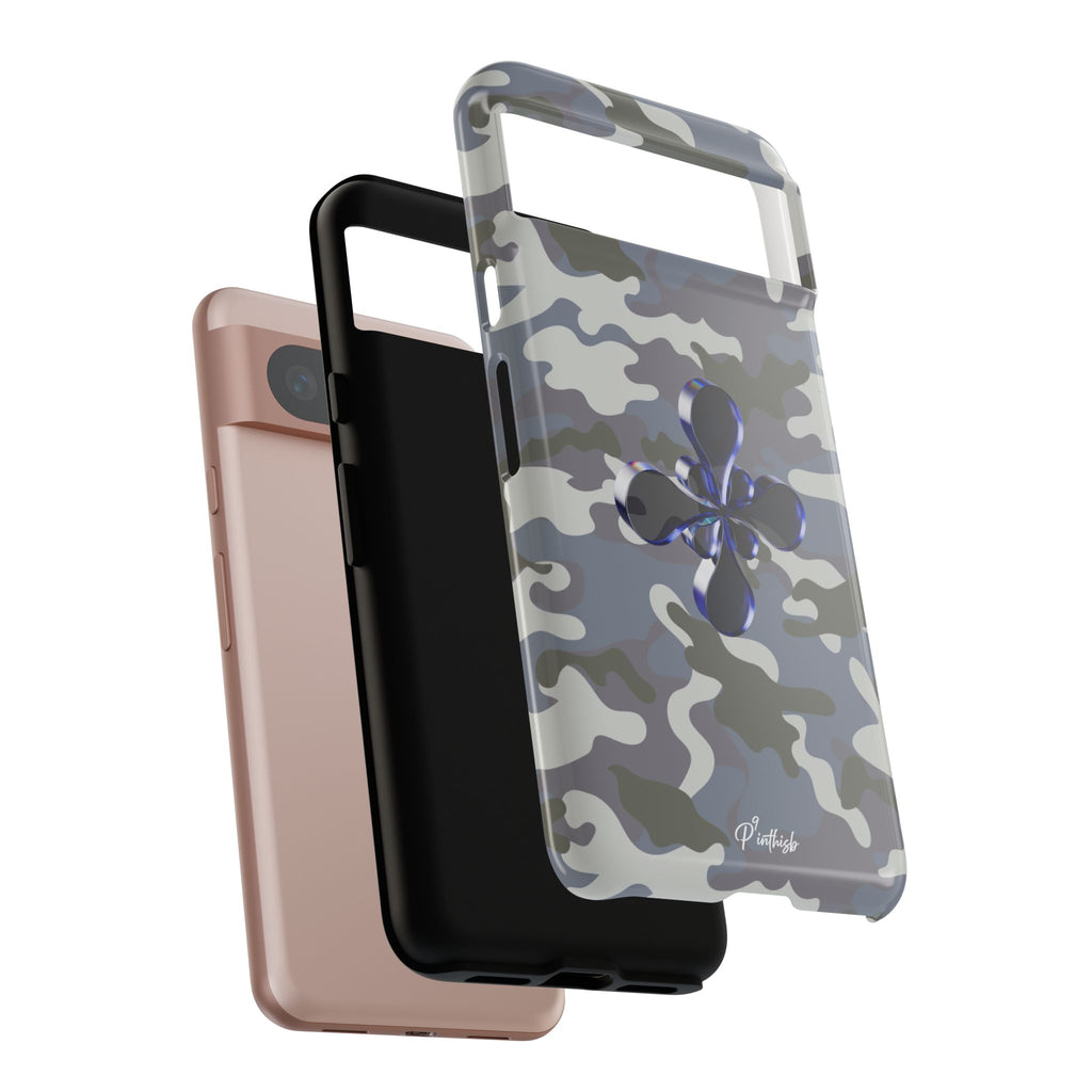 Camouflage with Blue Metallic Clover Tough Case