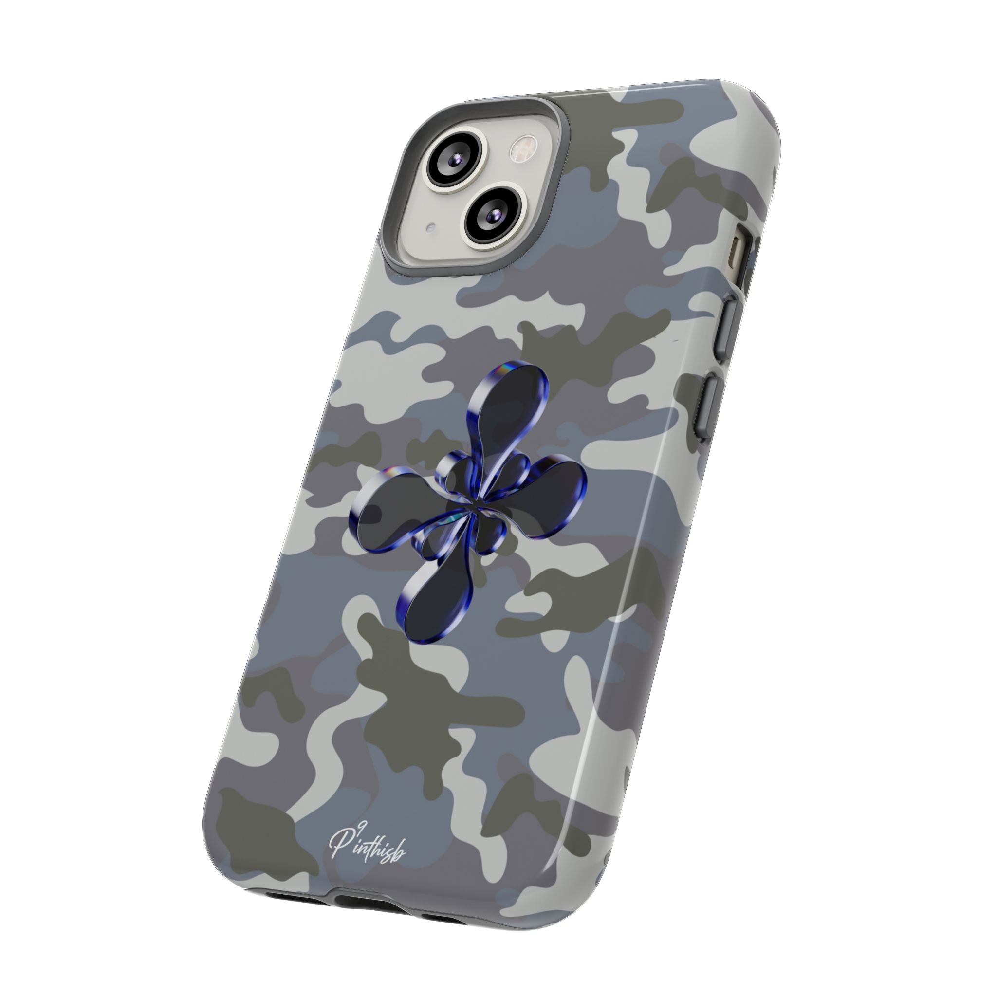 Camouflage with Blue Metallic Clover Tough Case