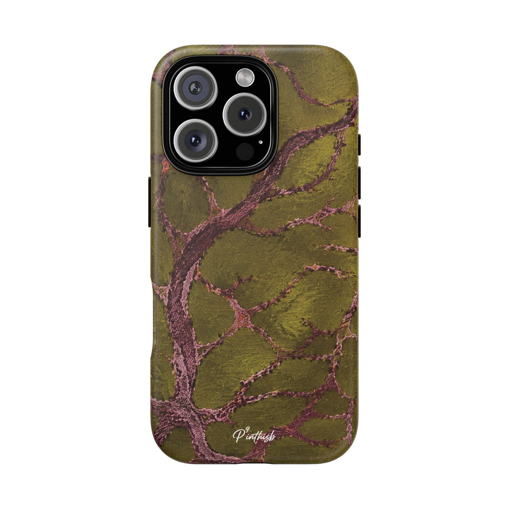 Olive & Rose Gold Tree Pattern Phone Case