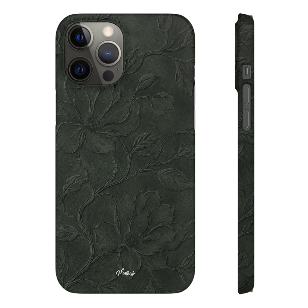 Dark Olive Floral Texture Snap Case