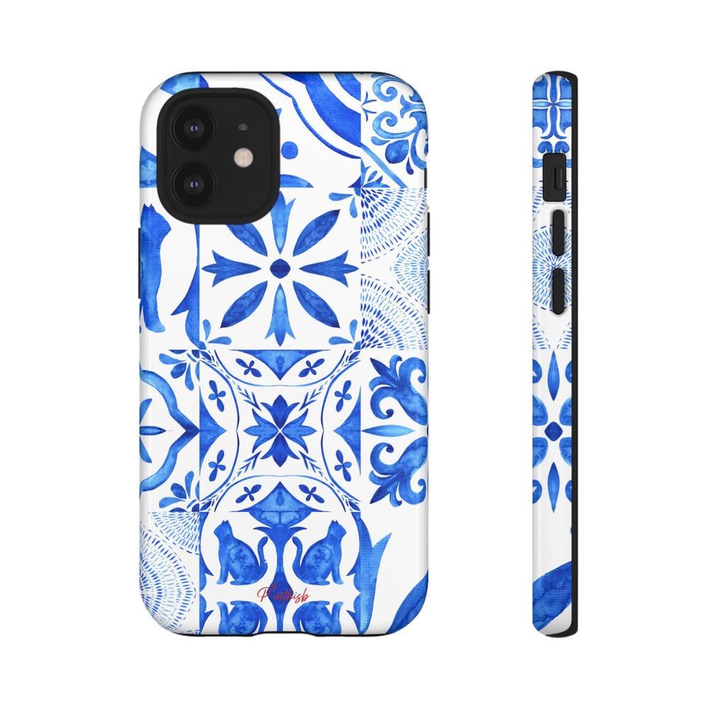 Blue Tile Pattern Tough Phone Case