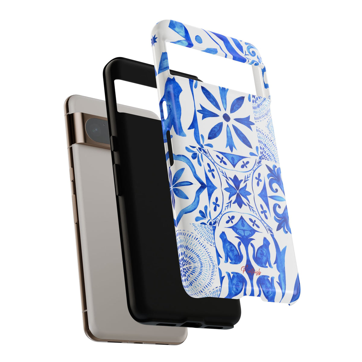 Blue Tile Pattern Tough Phone Case