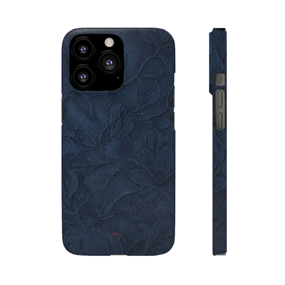 Navy Floral Textured Snap Case