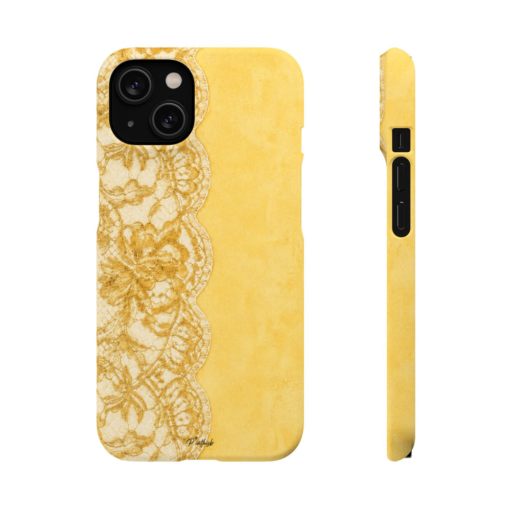 Yellow Vintage Lace Snap Case