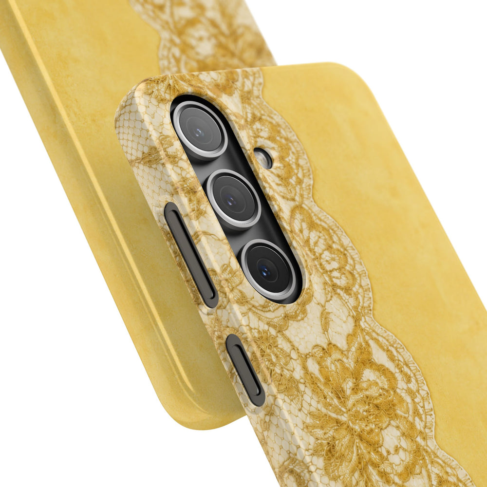 Yellow Vintage Lace Snap Case