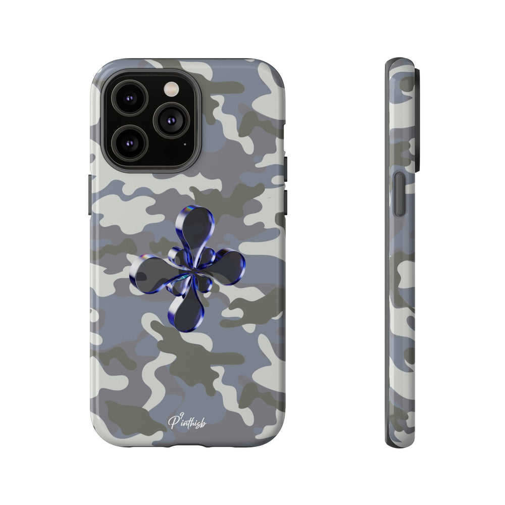 Camouflage with Blue Metallic Clover Tough Case
