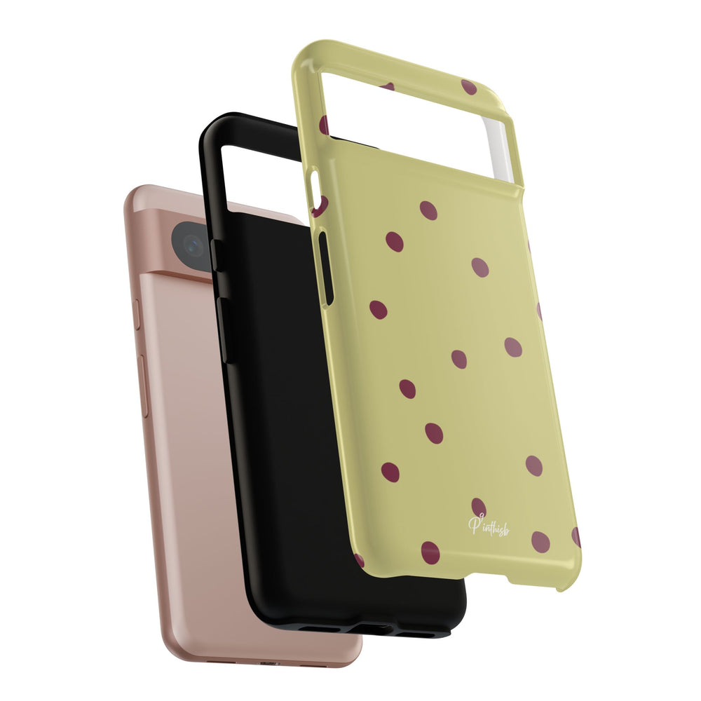 Yellow & Burgundy Polka Dot Tough Phone Case