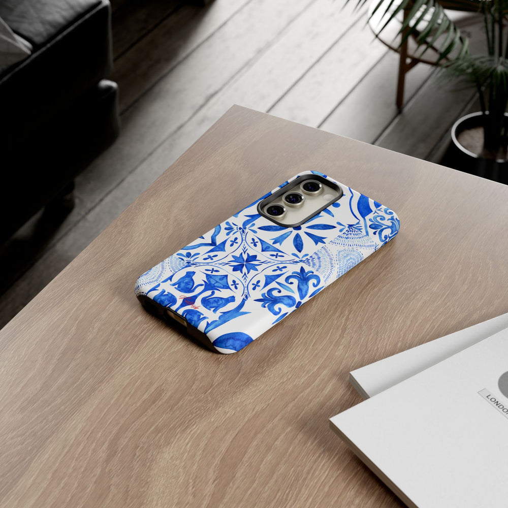 Blue Tile Pattern Tough Phone Case