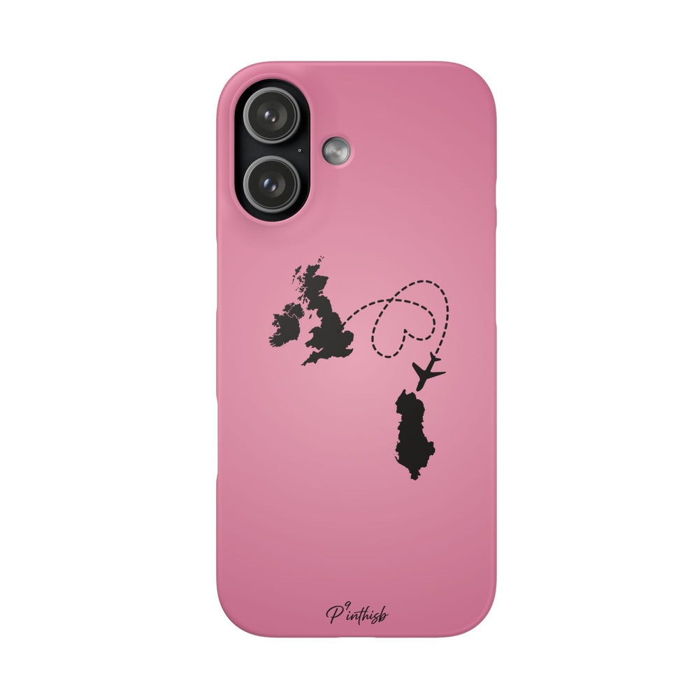 UK to Albania Pink Snap Phone Case