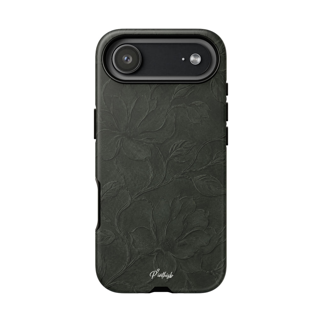 Dark Olive Floral Texture Tough Case