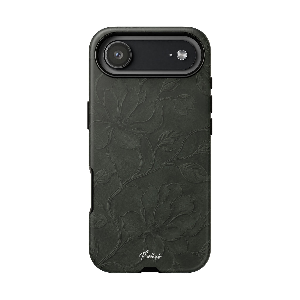 Dark Olive Floral Texture Tough Case