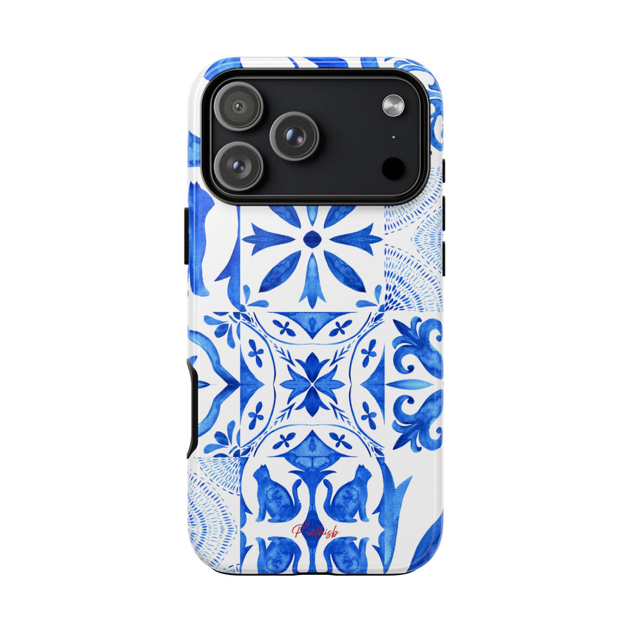 Blue Tile Pattern Tough Phone Case