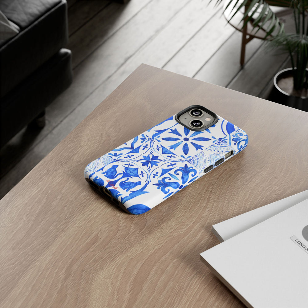 Blue Tile Pattern Tough Phone Case