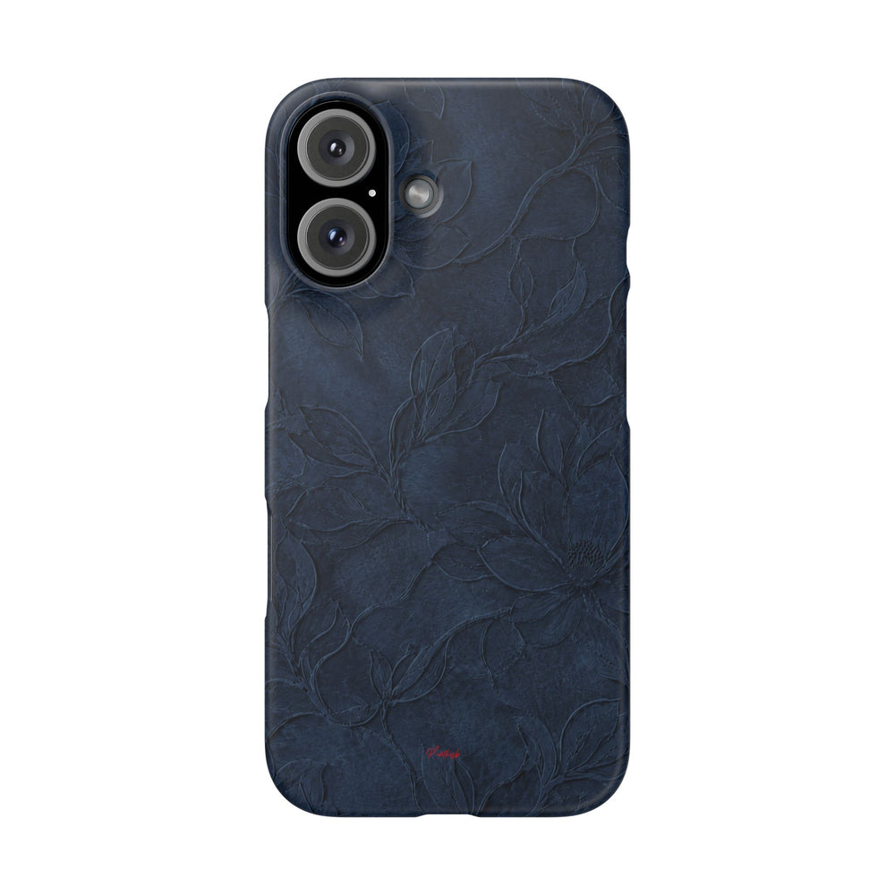 Navy Floral Textured Snap Case