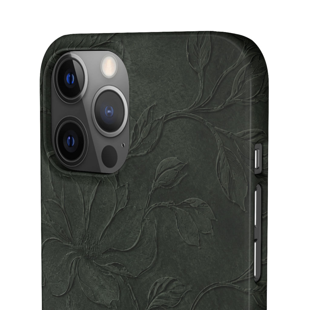 Dark Olive Floral Texture Snap Case