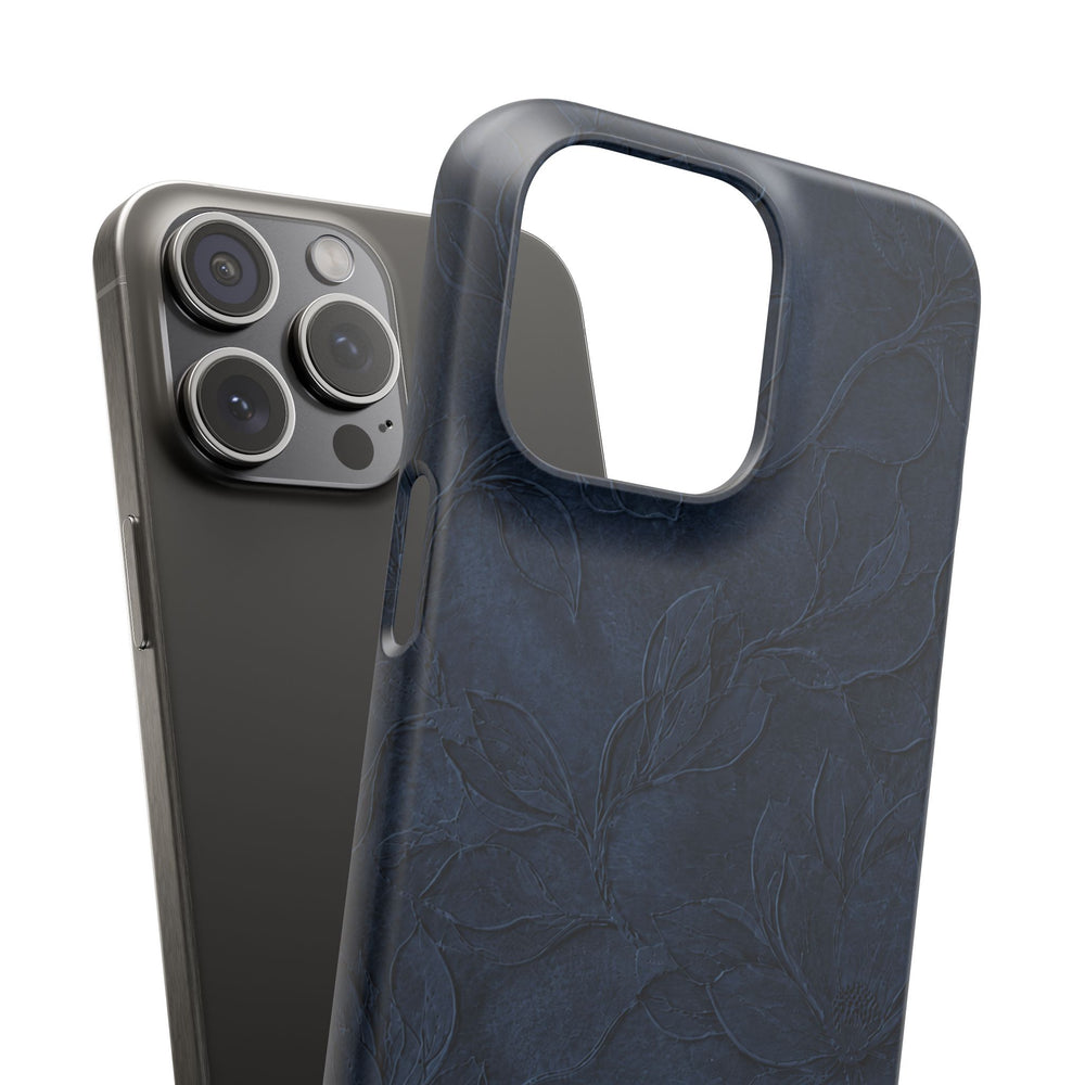 Navy Floral Textured Snap Case