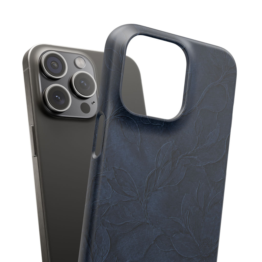 Navy Floral Textured Snap Case