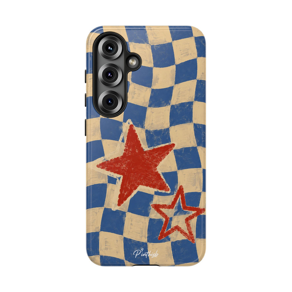 Blue & Cream Retro Star Phone Case