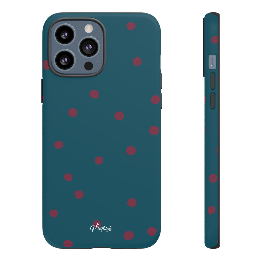Teal & Burgundy Polka Dot Tough Phone Case