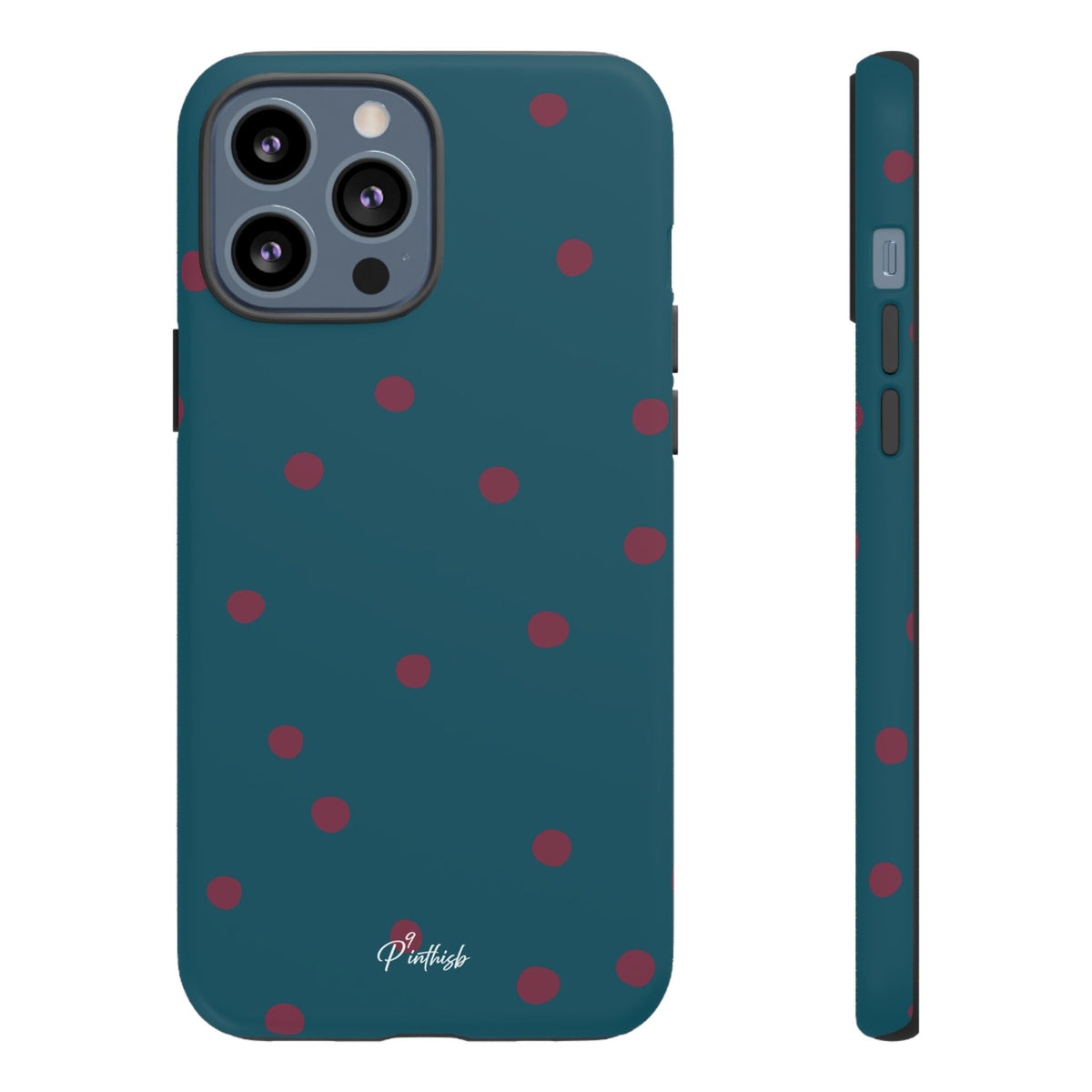 Teal & Burgundy Polka Dot Tough Phone Case