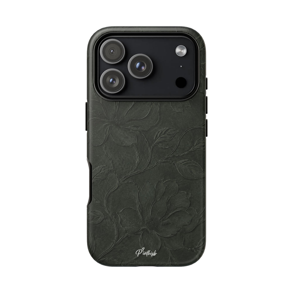 Dark Olive Floral Texture Tough Case