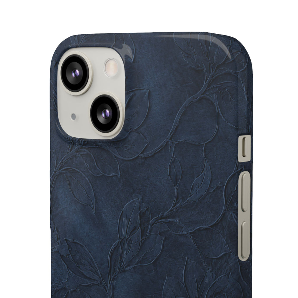 Navy Floral Textured Snap Case