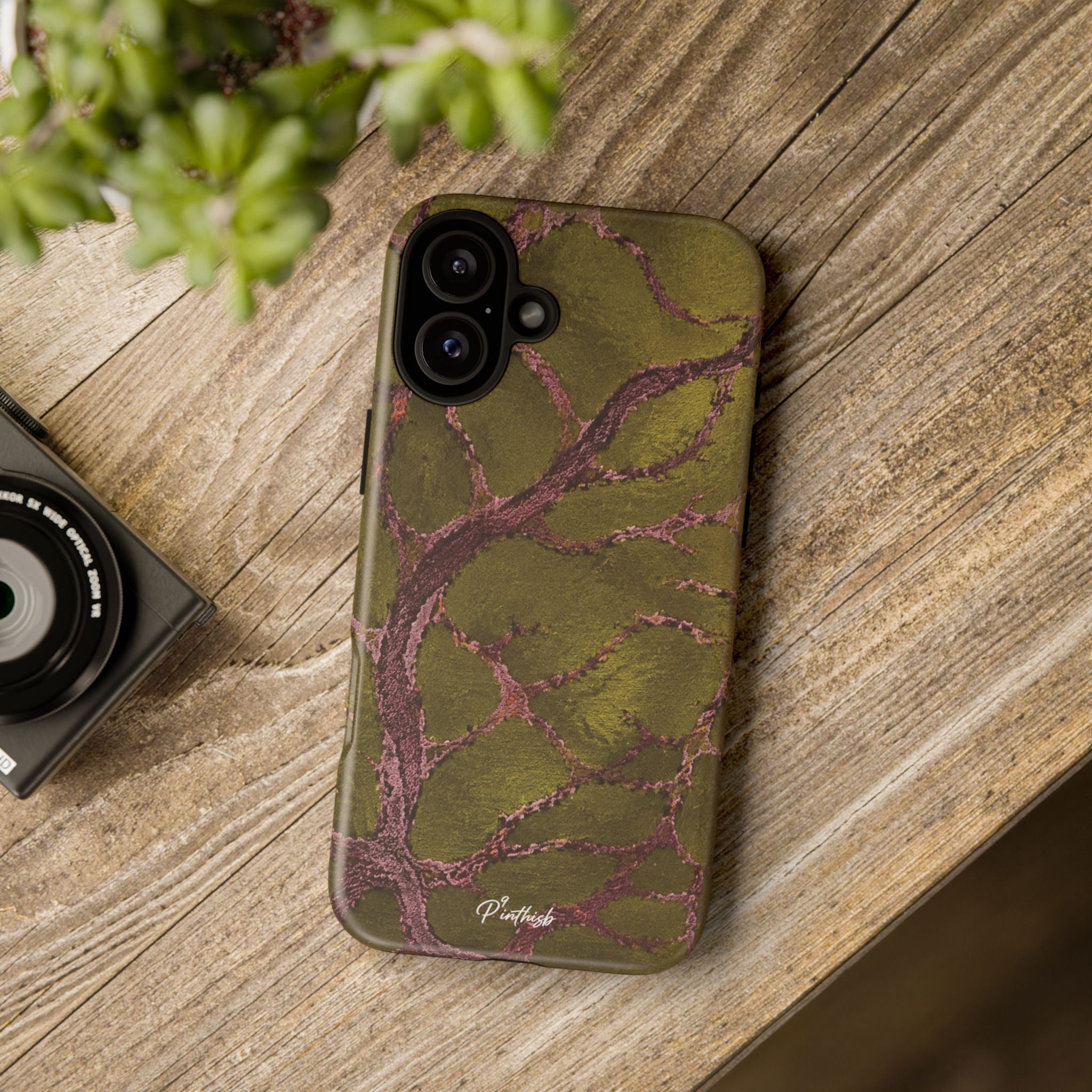Olive & Rose Gold Tree Pattern Phone Case